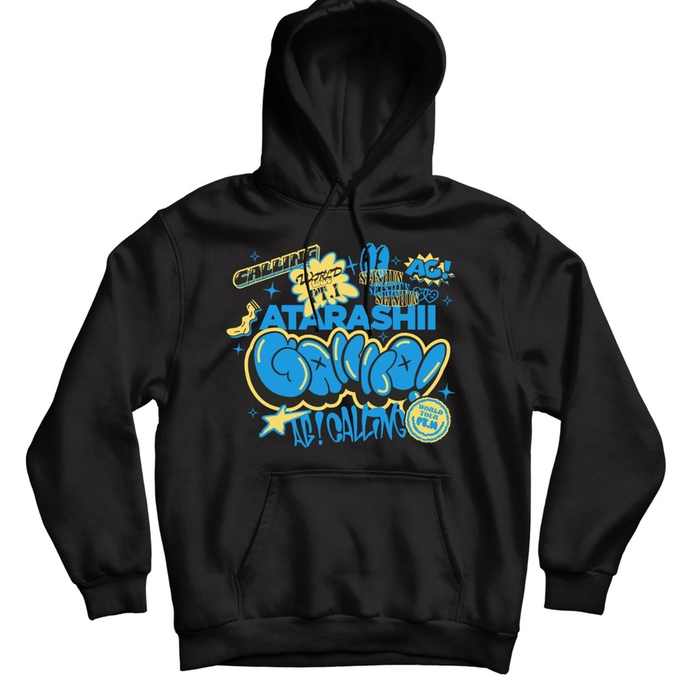 Atarashii Gakko Calling Blue & Black Tour Dates Hoodie large